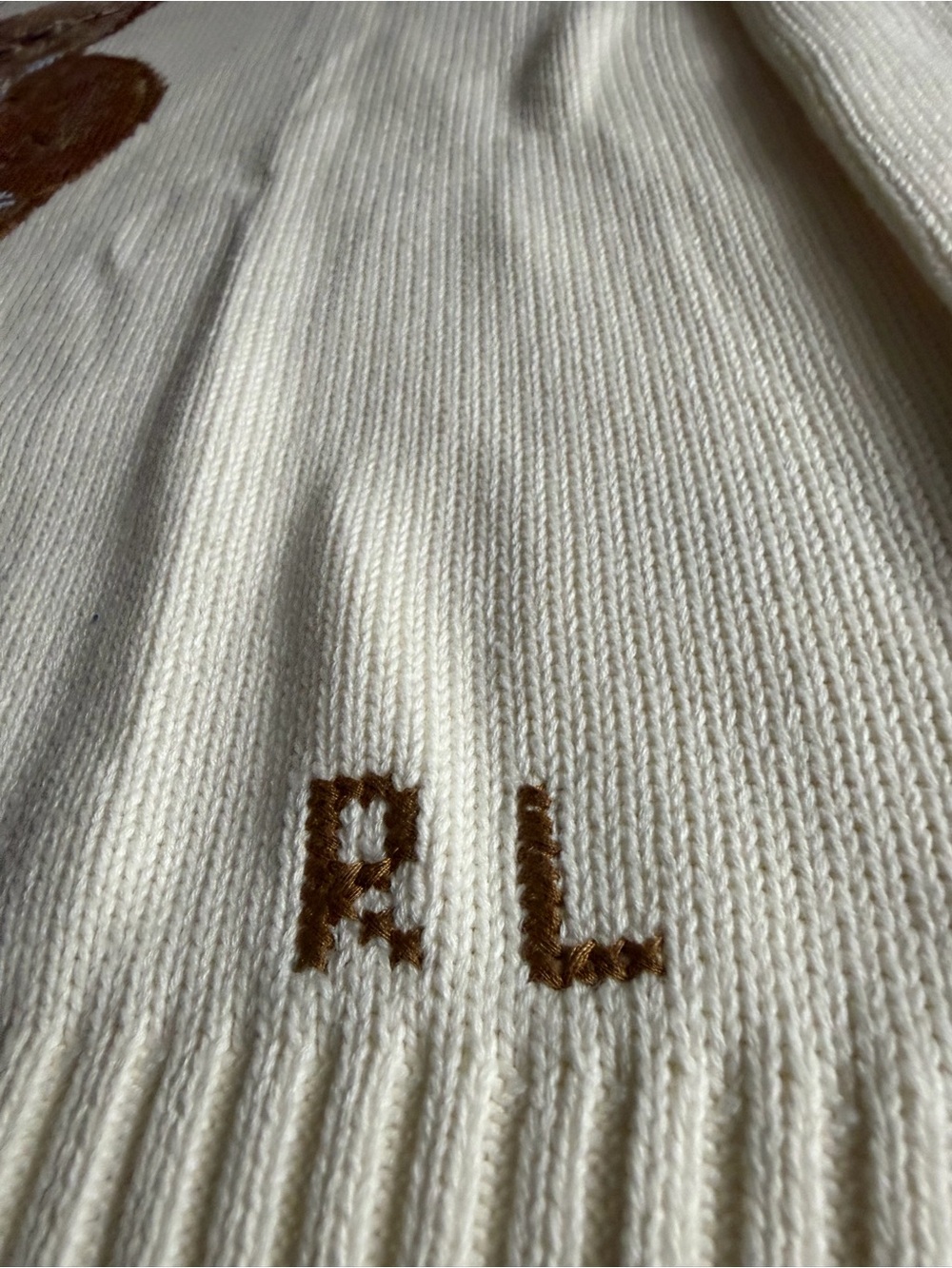 Ralph Lauren Cream Crewneck Sweater with Polo Bear Intarsia - Picture 9 of 9